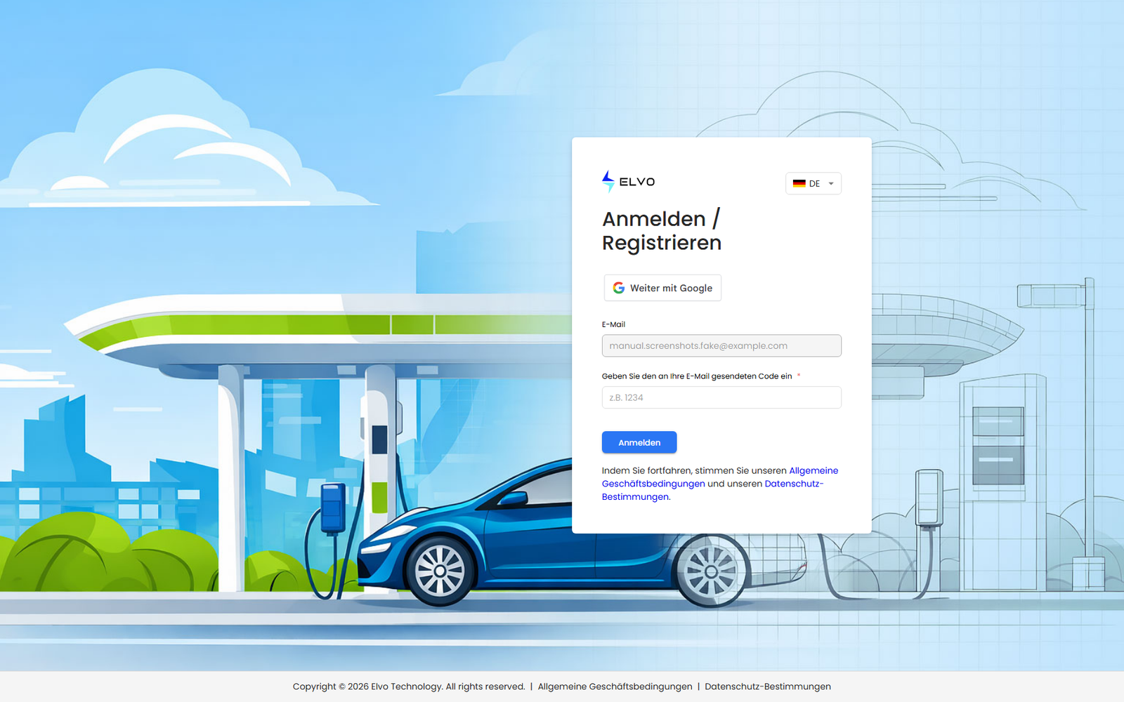 Code-Schritt der Anmeldeseite nach dem Absenden einer E-Mail-Adresse