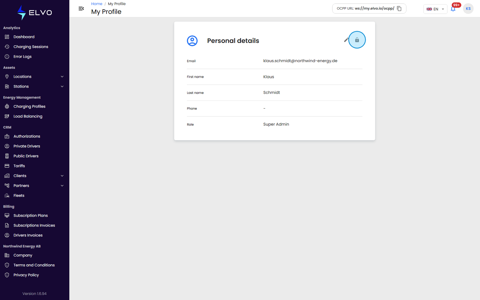 My Profile page