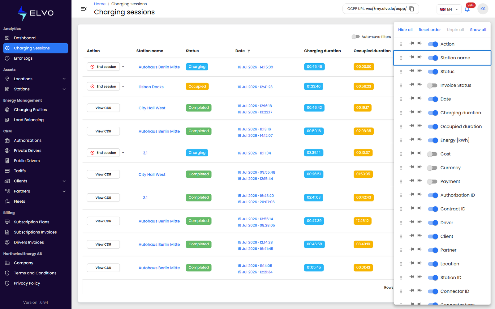 Column checkboxes
