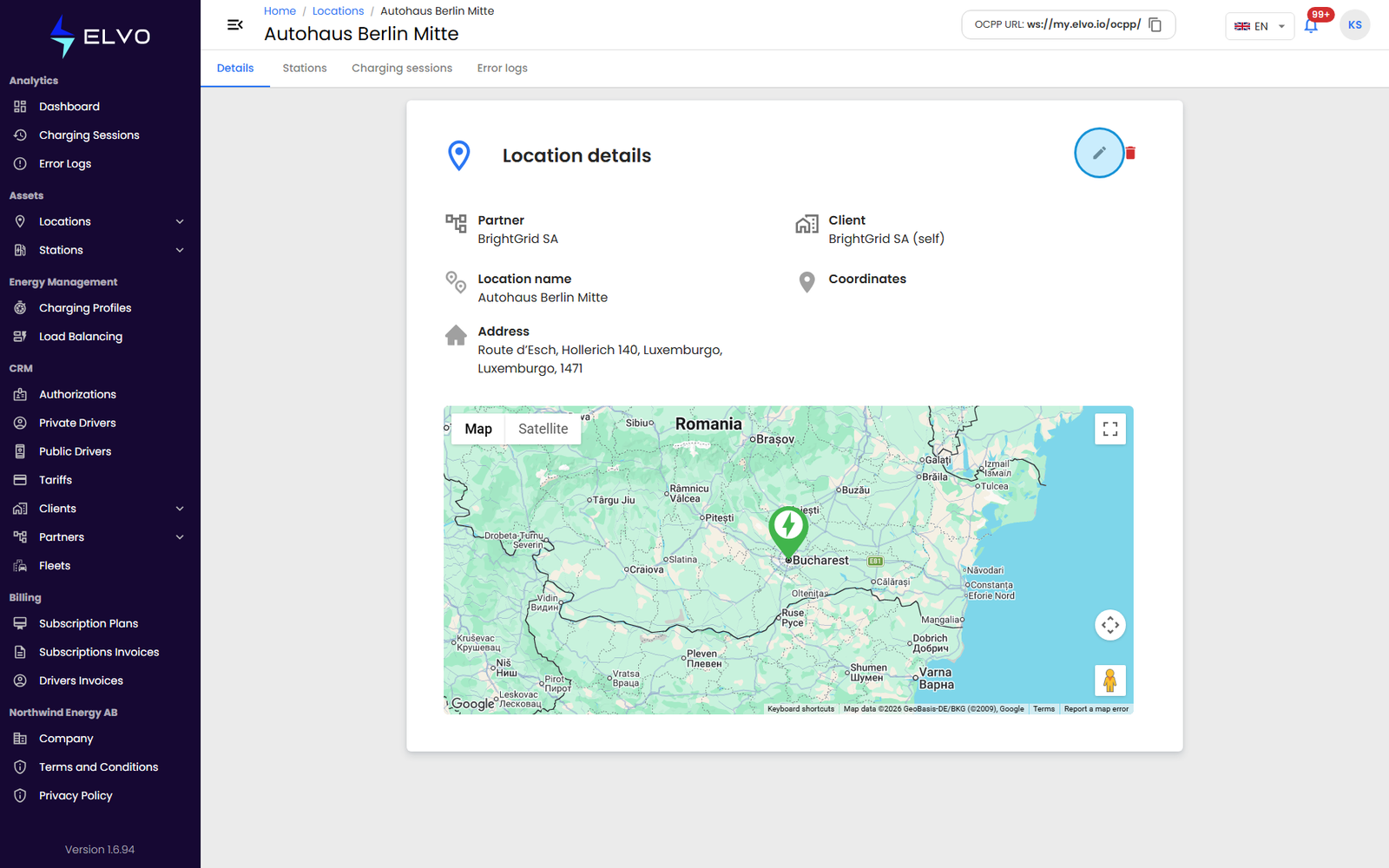 Edit button on a location's details