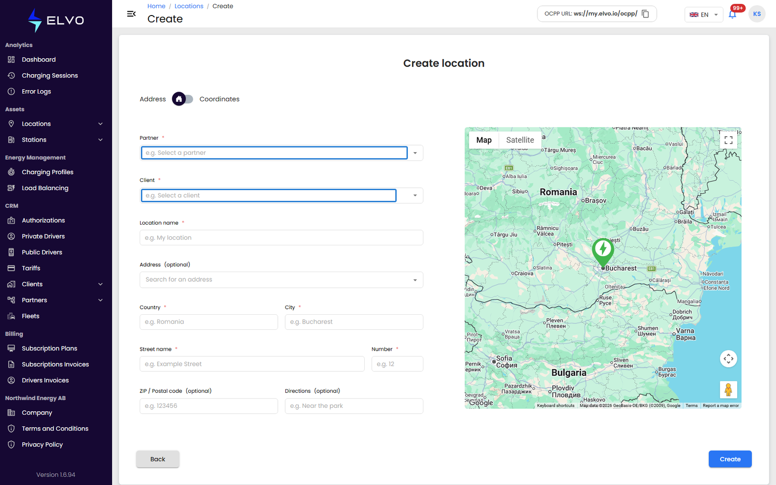 Partner and client assignment on the location form