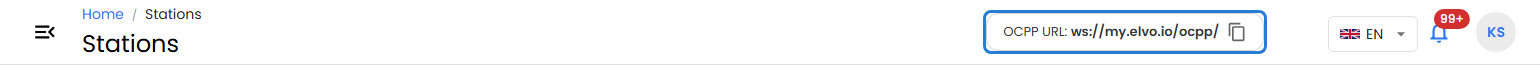 The OCPP URL box in the header