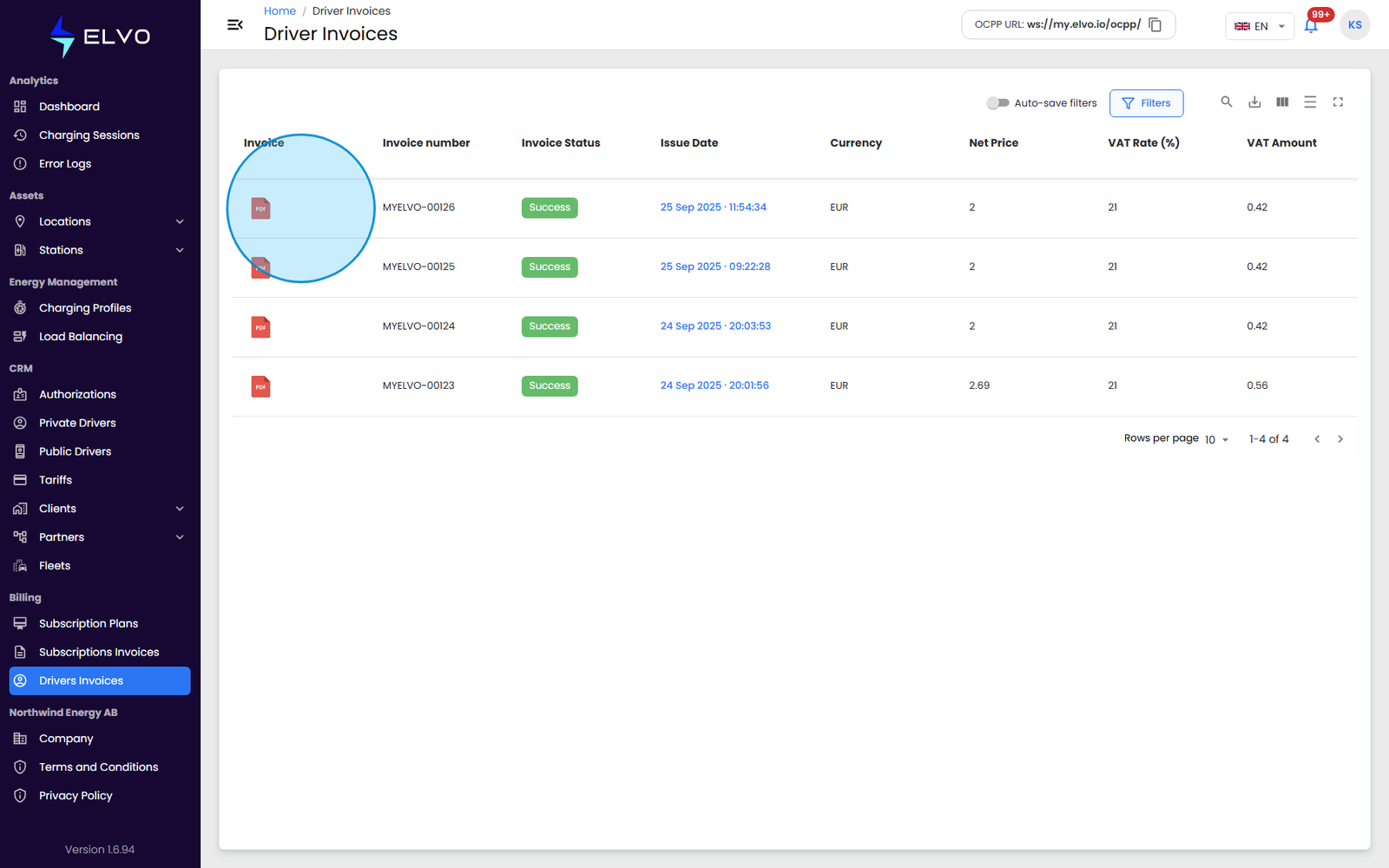 Download action in the Actions column