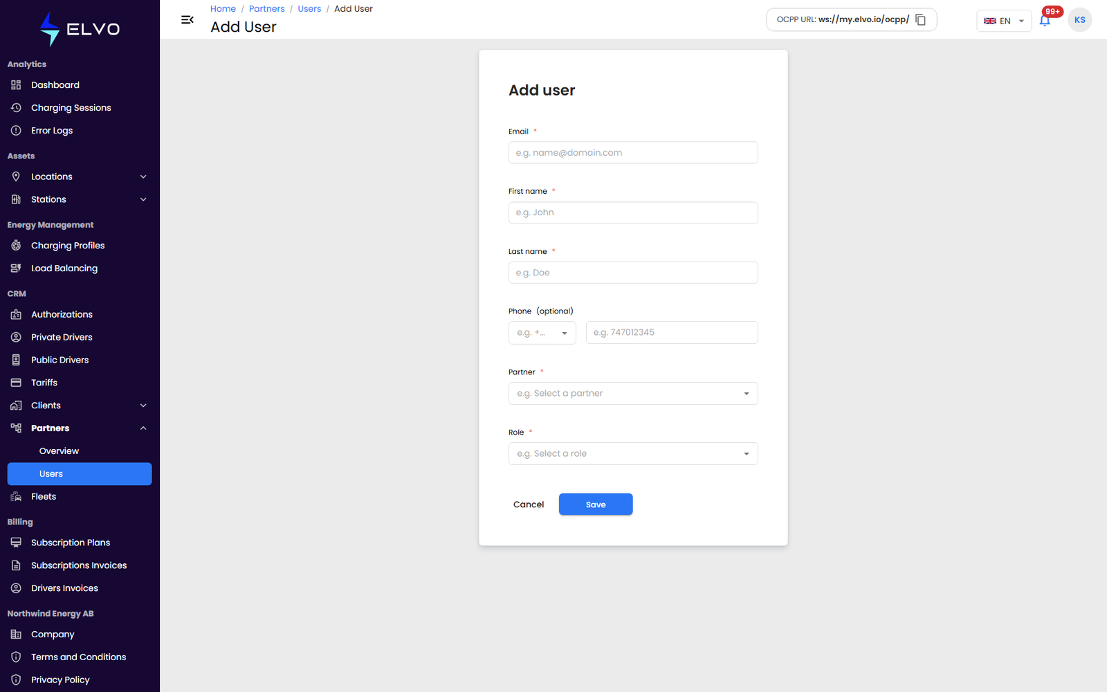 Add User form filled in, with the Save button highlighted
