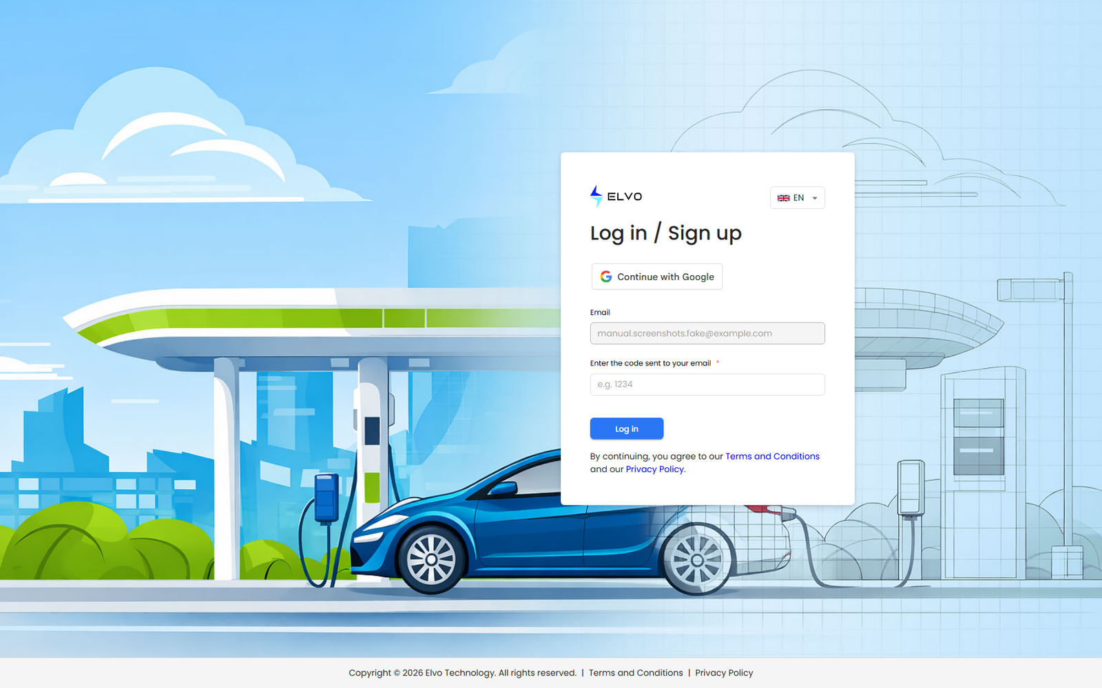 Login page code step after submitting an email