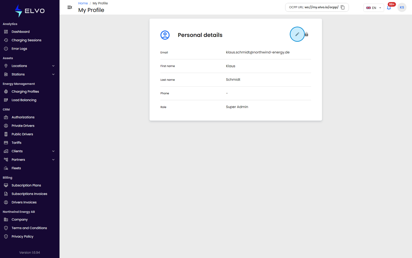 My Profile page