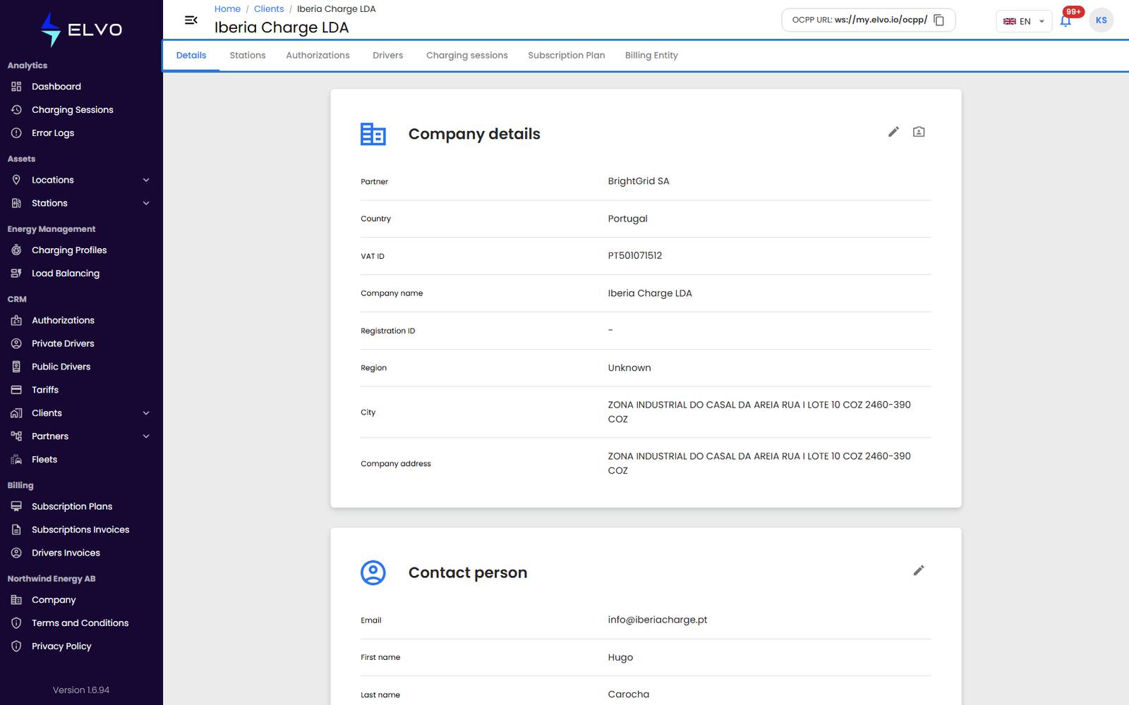 Client detail tab bar