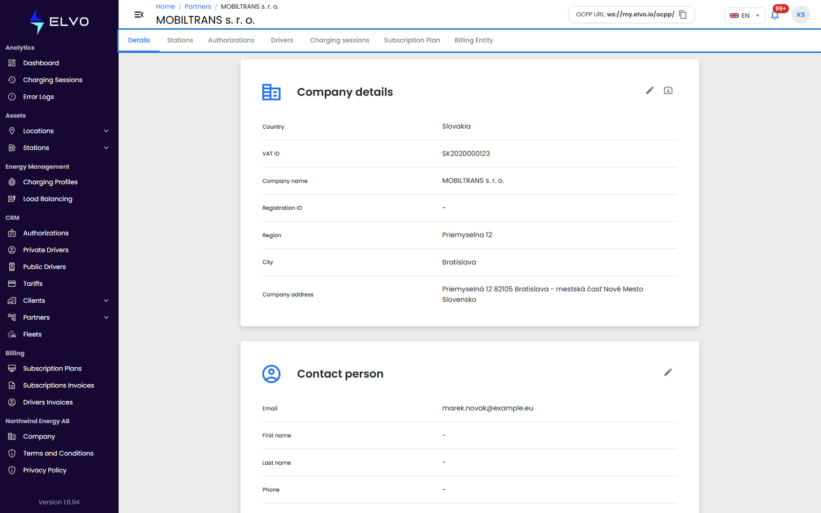 Partner detail tabs