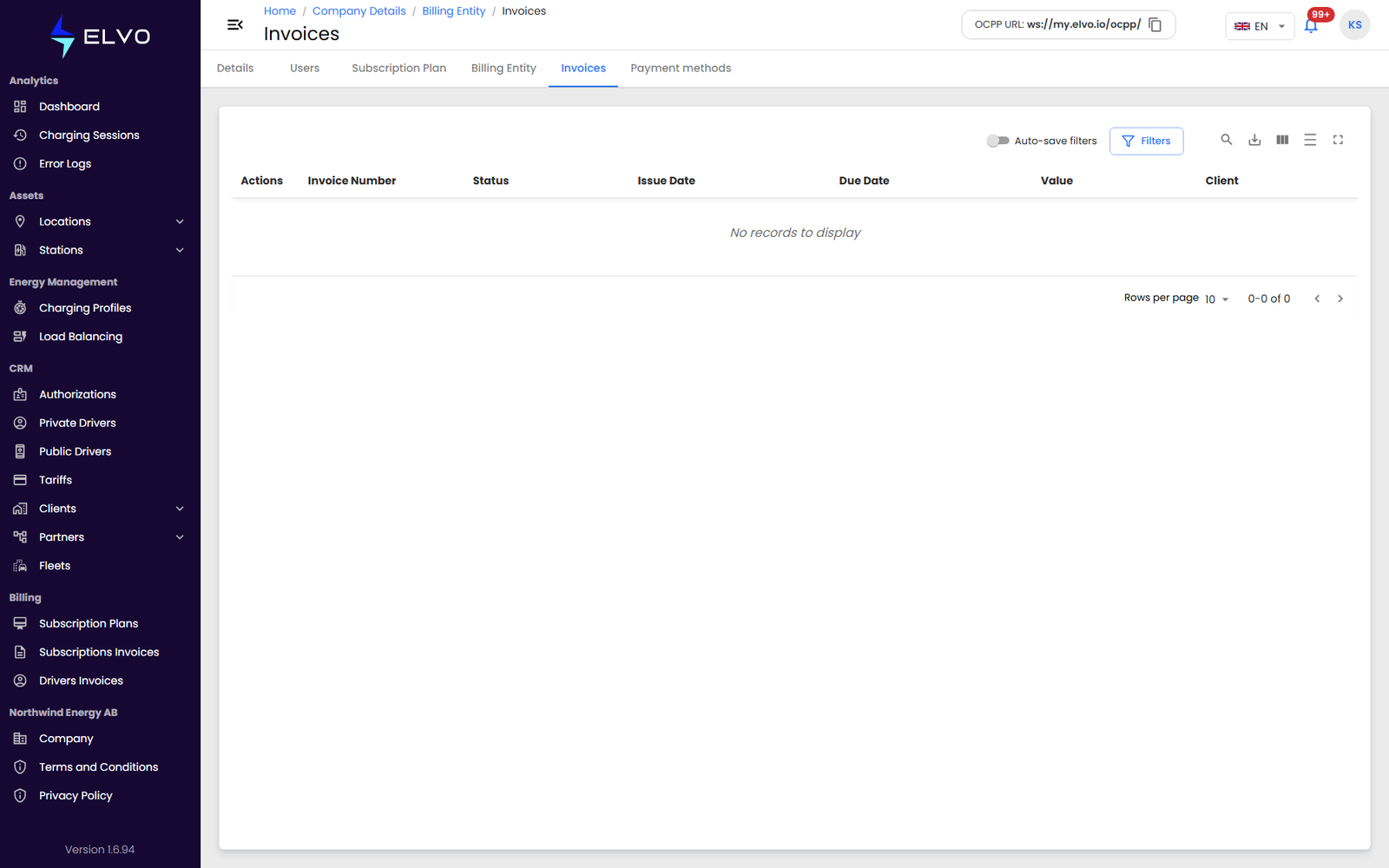 Company billing invoices list