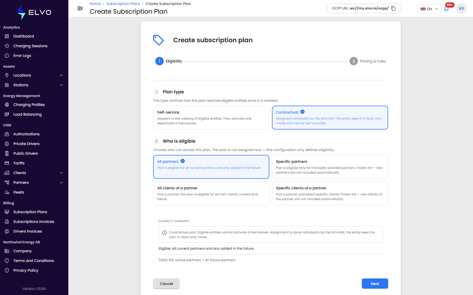 Create subscription plan