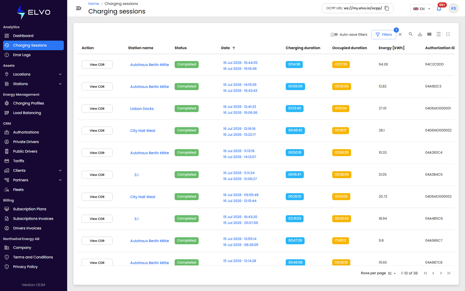 Table toolbar with filter, columns, density, and export controls